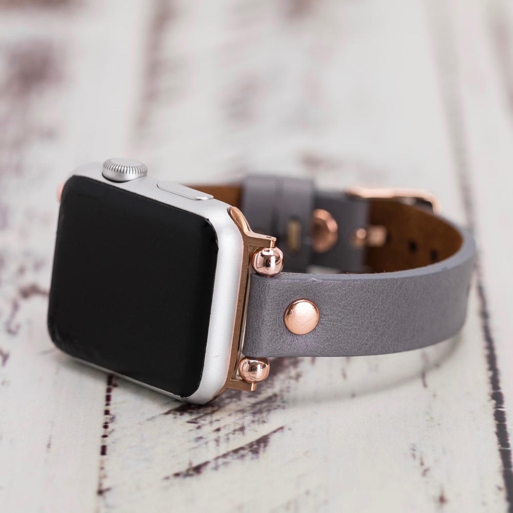 Gray Leather Apple Watch Band 38mm 40mm 42mm 44mm